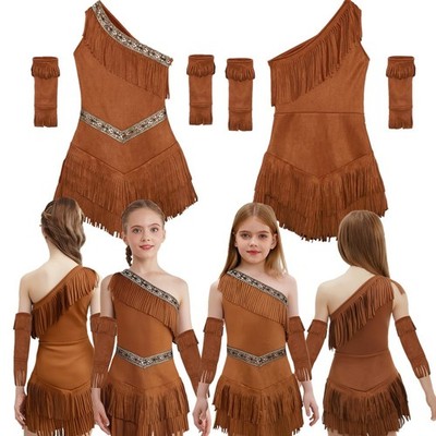 Girls Skirt Fringe Set Aboriginal Dress Up Festival Outfit Princess Tassel  Show