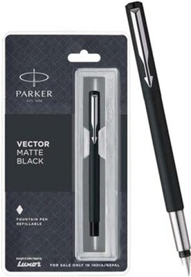 Parker Vector Matte Black CT Fountain Pen BLUE INK FREE SHIPPING