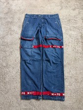Rare Vintage MARITHE FRANCOIS GIRBAUD Tech Shuttle Strap Denim Jeans 90s Y2K 40