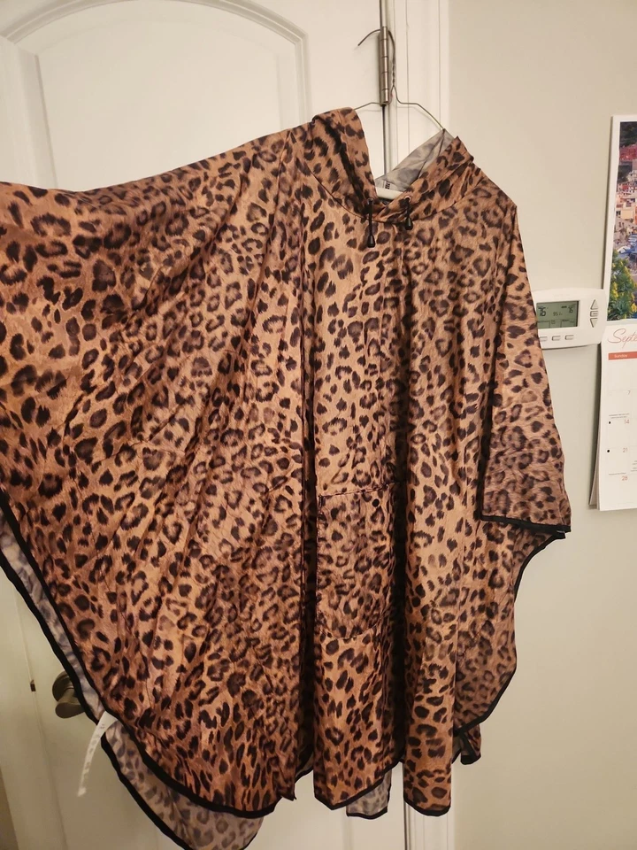 Chico's Leopard-Print Poncho Rain Cover-up One Size - Image 2 of 4