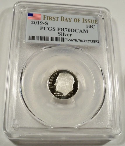 2019-S 10c SILVER PCGS PR70DCAM ROOSEVELT DIME FIRST .999 FINE PROOF DEEP CAMEO