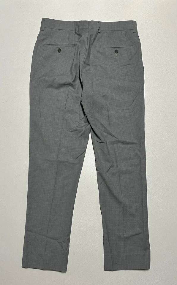 BAR III Hombres Gris CALCE CEÑIDO ELÁSTICO Lana Traje de Negocios Vestido Pantalones/Pantalones 32x30 Foto 4 de 4