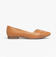 Image of Hush Puppies Marley Womens Leather Slip-On Breathable Tan Ballerina & Pumps