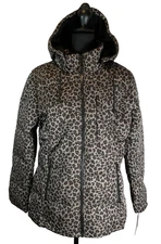 Arctic Expedition Women's Petite Small  Leopard Print Hooded Winter Coat