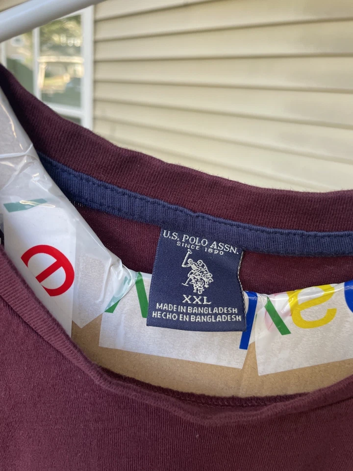 U.S. Polo Assn. Camisa Borgoña Manga Larga con Rayas Gris Informal Pullover XXL Foto 3 de 4