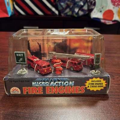 Vtg. Funrise Micro Action Fire Engines Set