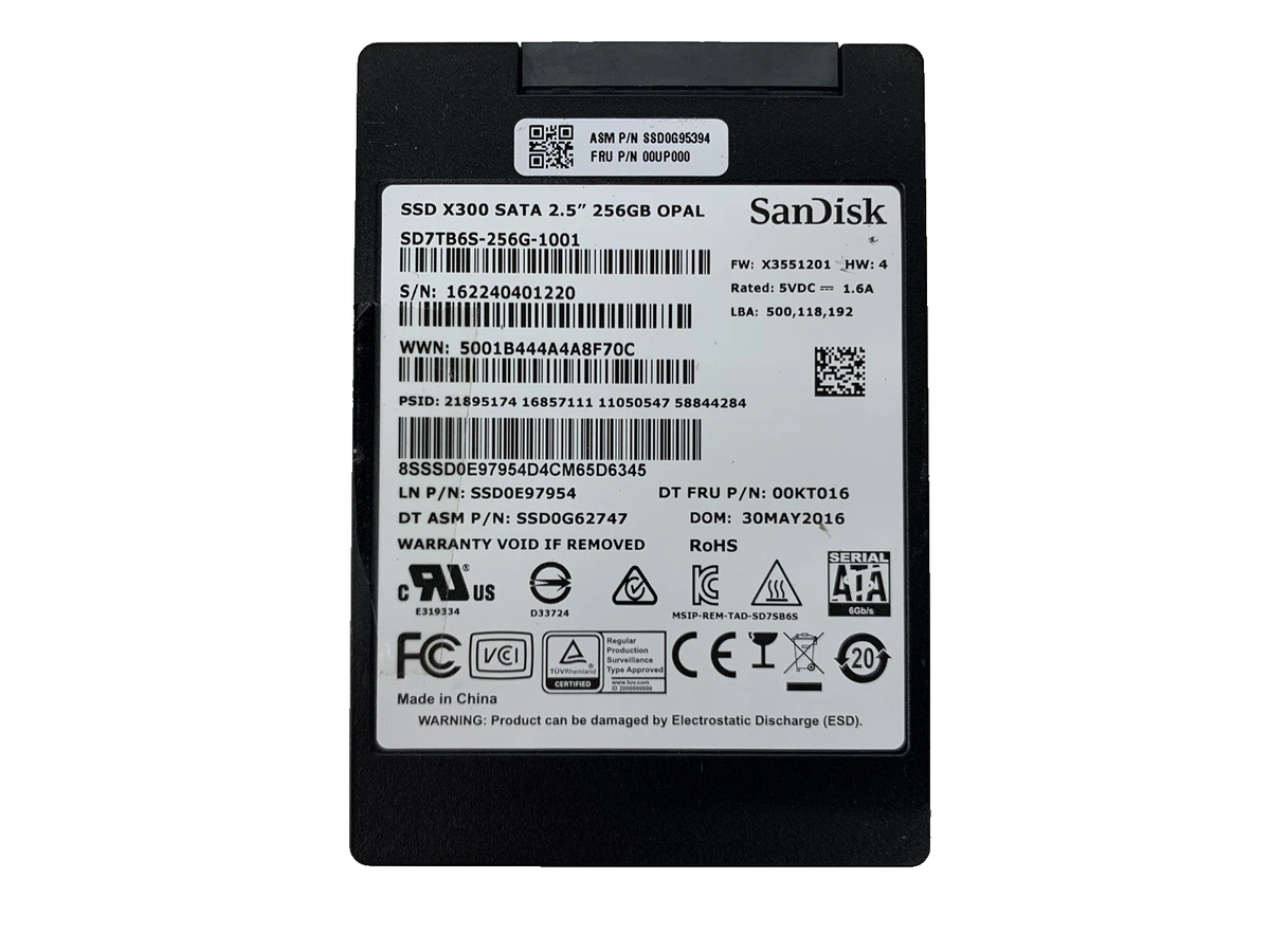 ③-WA106-SanDisk SATA 256GB SSD 2.5 4点 LOT OF 3 - SanDisk 256GB Opal X300 SD7TB6S-256G-1001 2.5