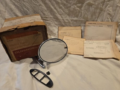 NOS 1969 Oldsmobile 88 98 F-85 Right Mirror GM #983080 w/ Box & Templates New