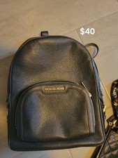 Michael Kors Black Pebbled Leather Backpack Gold Hardware Zip Women's Bag