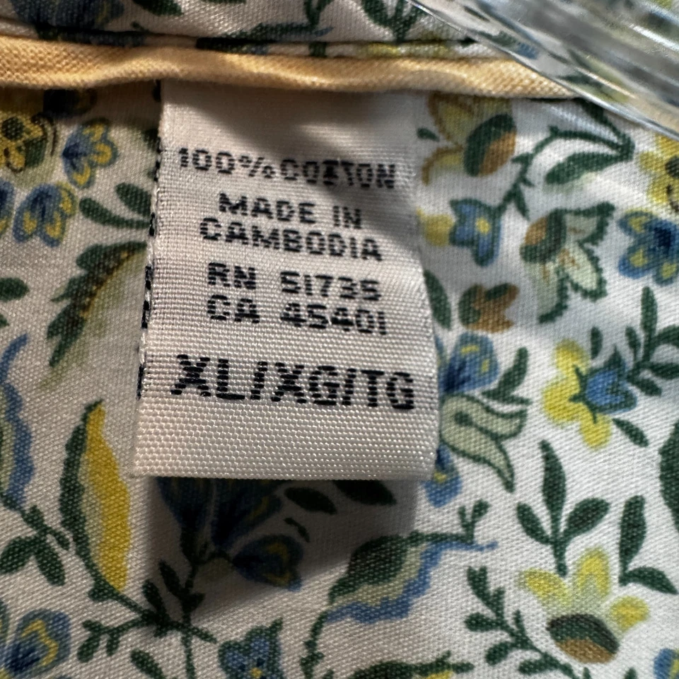 Izod Mujer Camisa Floral Occidental Vaquera Casa de Campo Otoño Perla Algodón a Presión Talla XL Foto 4 de 4