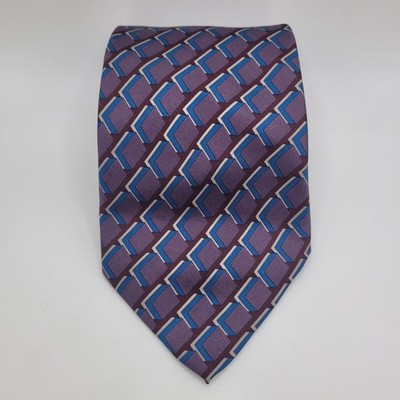 Vintage Pierre Balmain Tie Purple Geometric Print Silk Necktie Handmade Abstract