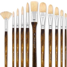 Fuumuui Professional Oil Paint Brush Set, 11pcs Superior Hog Bristl... Fast Ship