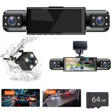 Dash Cam Dash Camera 4-Channel Adjustable Lens With 64GB SD Card Black