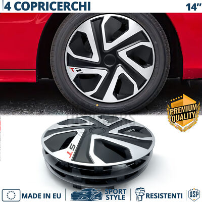 Set 4 Copricerchi J-Tec Maximus 14 Pollici Nero/rosso – Design Sportivo In ABS, Facili Da Montare