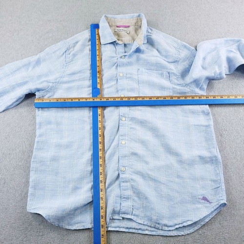 Tommy Bahama Hemd Herren Extra Large XL Blau Kariert Leinen Knopfleiste Freizeit - Bild 8 von 14