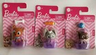 Barbie Pets Lot Of 3 Puppy, Bunny, & Kitten. Each With Basket & Accessories. New