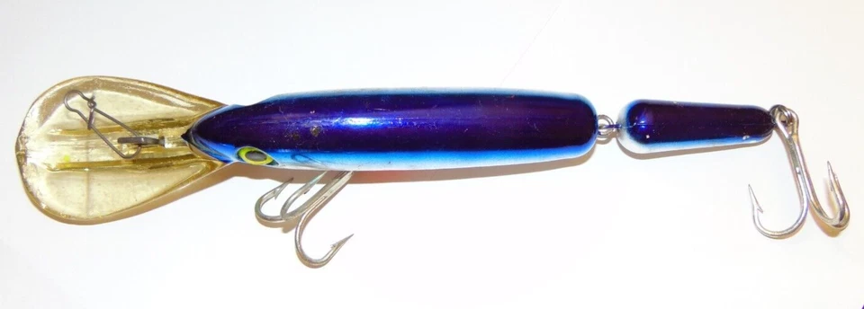 Señuelo de pesca vintage de 11" para hombre articulado elástico 30 azul cromado Wahoo Atún Mahi Foto 3 de 3