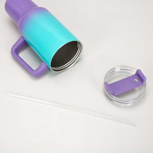 Bicchiere 40 oz con manico coperchio paglia bicchiere isolato thermos tazza caffè viaggio - Foto 12 di 18
