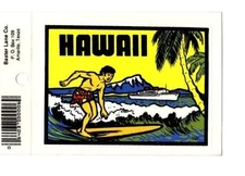 Hawaii Surfer - Vintage Travel Souvenir Decal / Window Sticker - Free Shipping!
