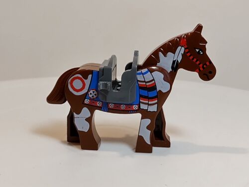 Lego bemalt braunes Pferd westlicher indianischer Stil. Ersatz grauer Sattel  - Bild 1 von 7