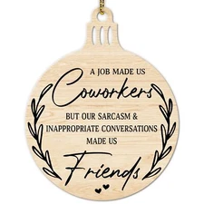 HYTURTLE Funny Gifts for Coworkers -Coworker Christmas Wooden Ornament Tree D...