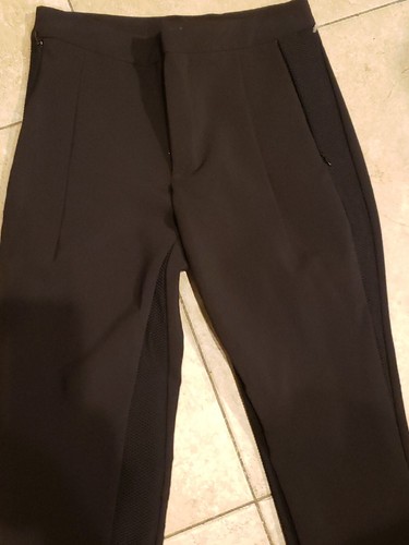 Zara Black Straight Leg texture side and zip ankle dress pant Sam 845 XS 24 x 26 - Picture 2 of 7