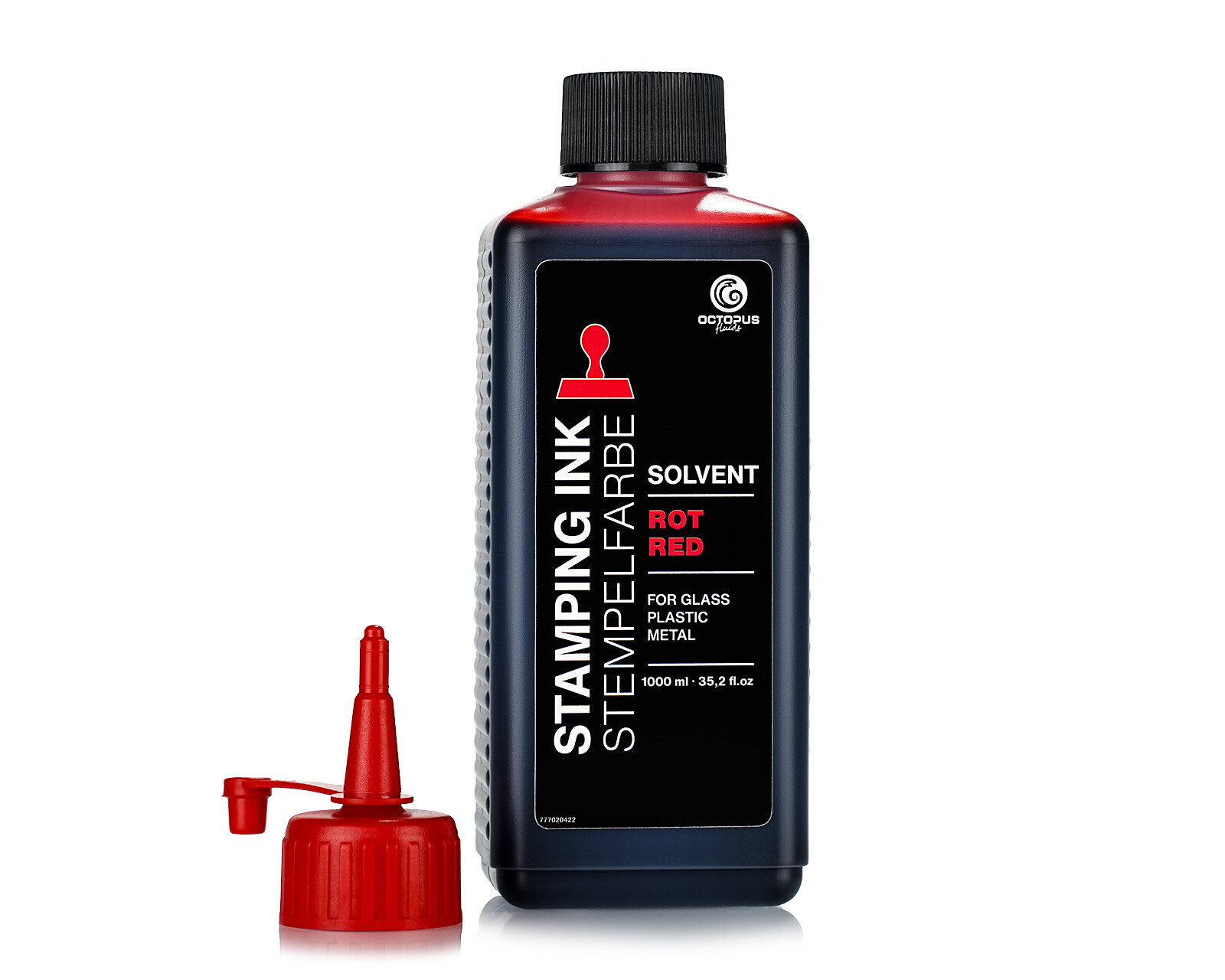 1L Solvent Stempelfarbe wasserfest für glatte Flächen Nachfüllflasche Farbe Rot