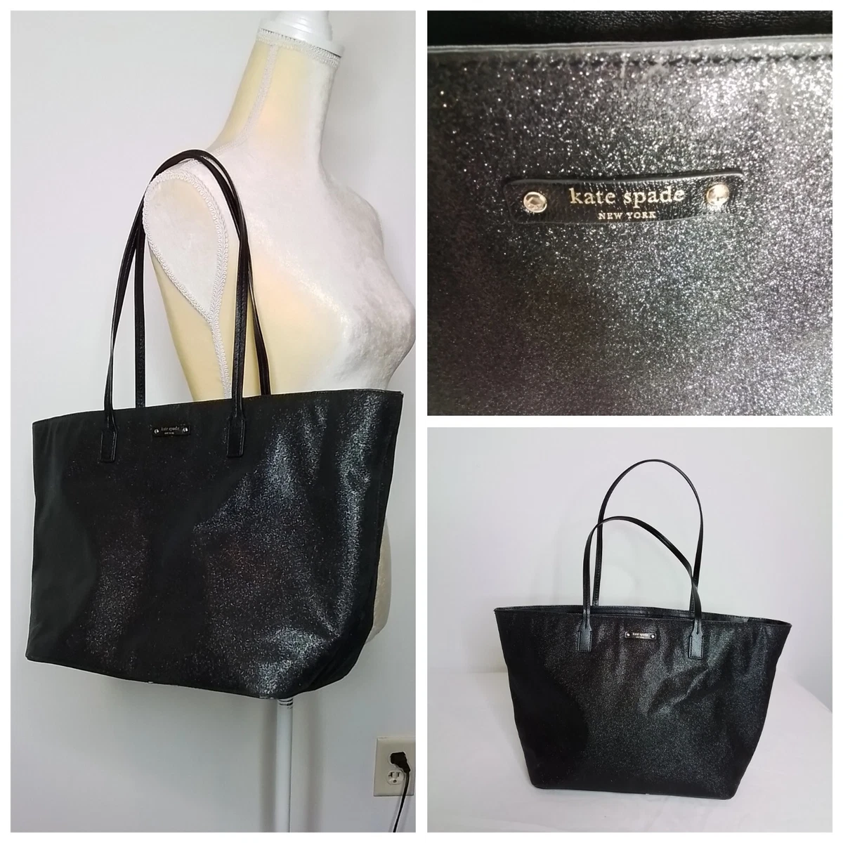 kate spade black shiny bag