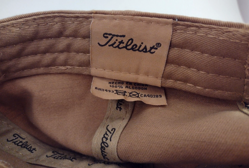 Titleist Golf Ball Cap Hat Tan Khaki Adjustable Strap Back Embroidered Black - Picture 5 of 6