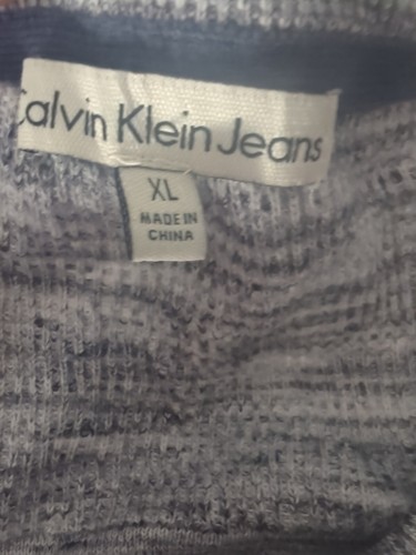 CALVIN KLEIN Jeans Uomo MAGLIONE Grigio XL Cotone Morbido Uomo - Foto 9 di 11