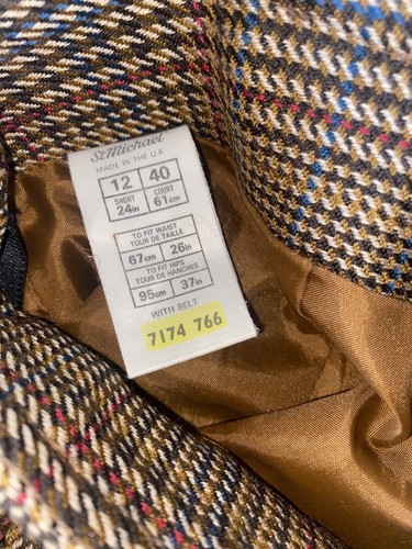 M&S Vintage St Michael’s UK 10 Tan Check Wool Skirt leather Belt W27” H37” L24” - Picture 7 of 7