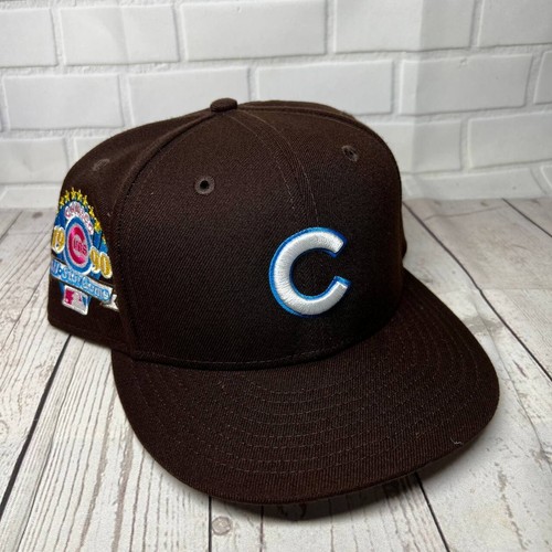 Chicago Cubs MLB Side Patch 7 7/8 59Fifty New Era Hat Fitted Cap Brown Men