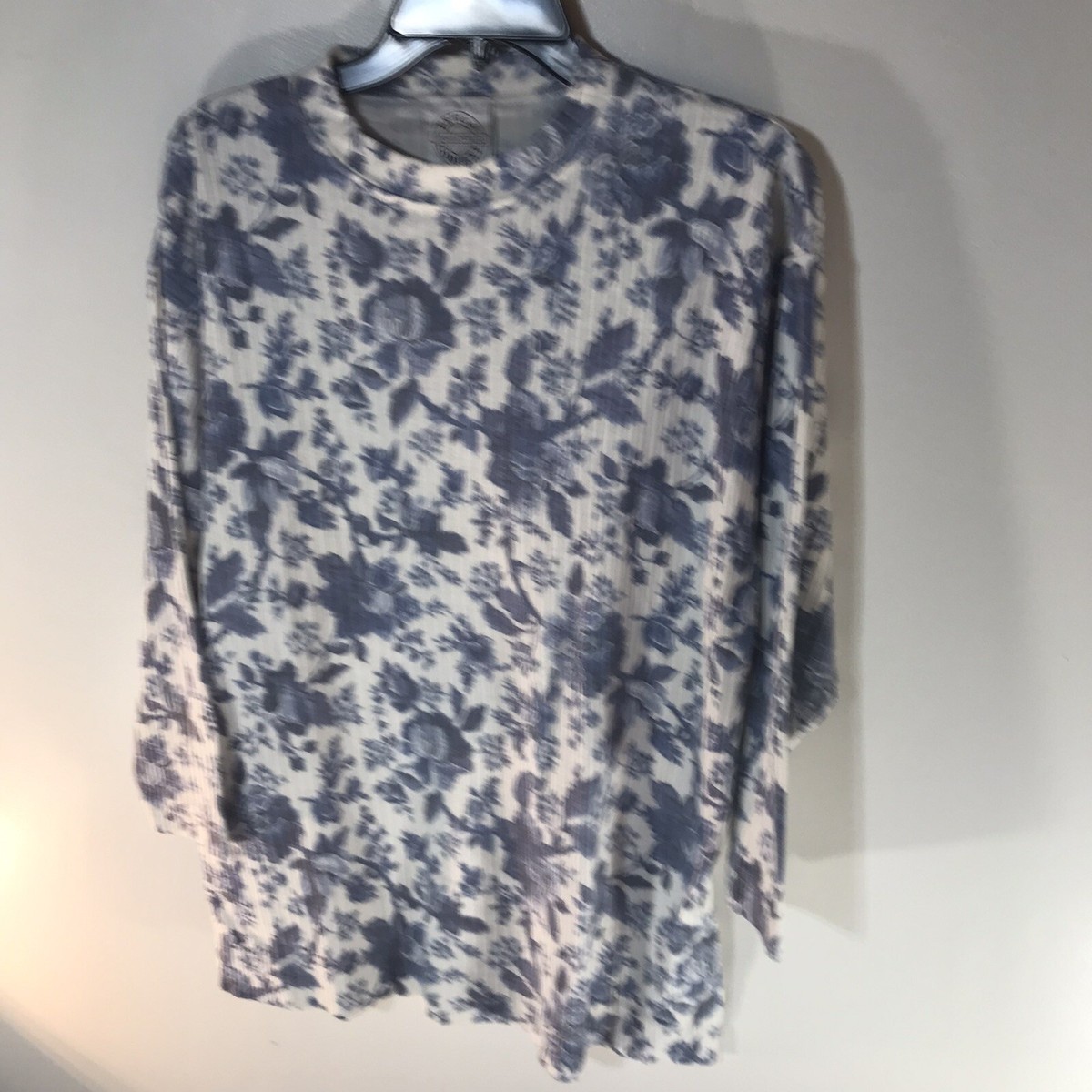 Vintage Erika & Co Leisure Clothing Blu/Wht Floral 3/4