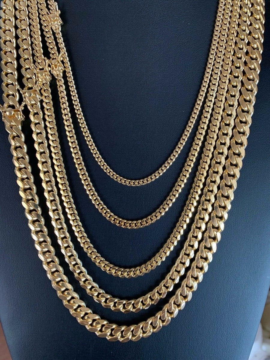 Ice Out Massive 14K Gold Kubanische Halskette - Diamantgeschliffen, In Verschiedenen Längen & Breiten Erhältlich Hunde Halskette