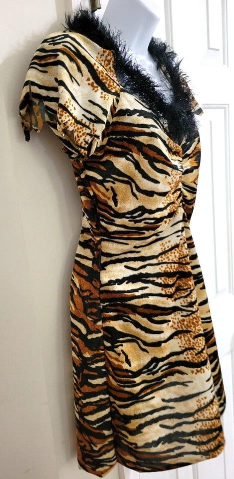 Vestido con estampado de animales de tigre disfraz lencería para mujer disfraces Halloween piel negra Foto 2 de 4