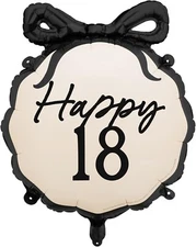 Happy 18 Birthday Foil Balloon, Black and White Design, 47 x 53 cm, Air/Helium