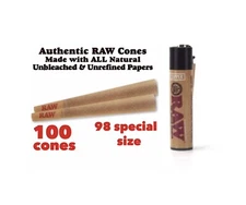 RAW classic 98 special Size Cone(100PK)+raw refillable clipper lighter