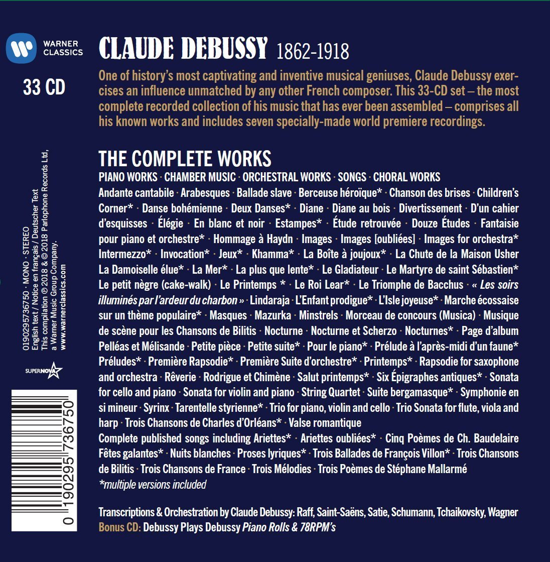 CLAUDE DEBUSSY - THE COMPLETE WORKS - LIMITED EDITION 33 CD