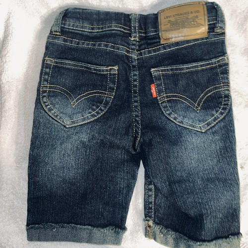 Levi's Girls Bermuda Shorts Size 4 Denim Adjustable Waist Embroidered Flowers - Picture 2 of 10
