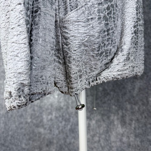 NWT JM Collection womens XL grey jacket zip up drawstring high neck snakeskin - Picture 6 of 20