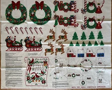 FABRIC PANEL, DECK THE HALLS CHRISTMAS APPLIQUES V.I.P. CRANSTON