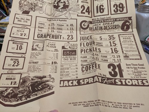 Thanksgiving 1943 Jack Sprat Store Ad Des Moines Iowa Ia WHO Radio Program List - Picture 4 of 13