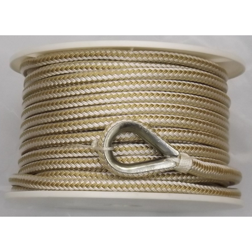 1/2 Inch x 200 Ft Gold and White Double Braid Nylon Anchor Line for Boats - Bild 1 von 1