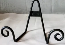 Vtg Wrought Iron Stand Plate Art Bowl Book Display Easel,  Made INDIA #M.  MA#2