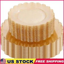 Gold Glitter Disposable Plates Set 60pcs Plastic Party Dinner Dessert Supplies