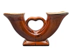 Van Briggle Art Pottery Double Horn Vase, c1950 Honey Gold Drip Glaze Sgd 5"x10"