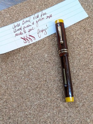 Vintage Gold Bond Fountain Pen In Woodgrain, A Flexy Nib, Needs A Sac
