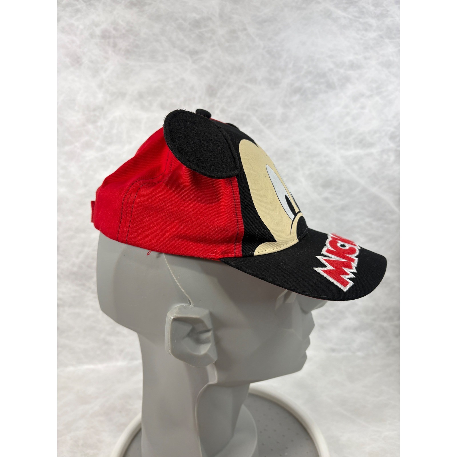 Disney Mickey Mouse Boys Red Black Baseball Cap Hat with 3D Ears Adjustable image 4