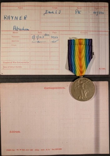 World War 1 Victory Medal Abraham Rayner 2nd Battalion Durham Light Infantry