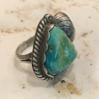 Vintage Navajo Sterling Silver Turquoise Statement Ring Signed Russell Size 5.5